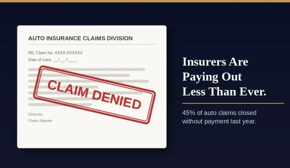 Auto Insurers Denied 45% of Claims Last Year. Here’s Why You Need a Lawyer Before You Talk to Yours